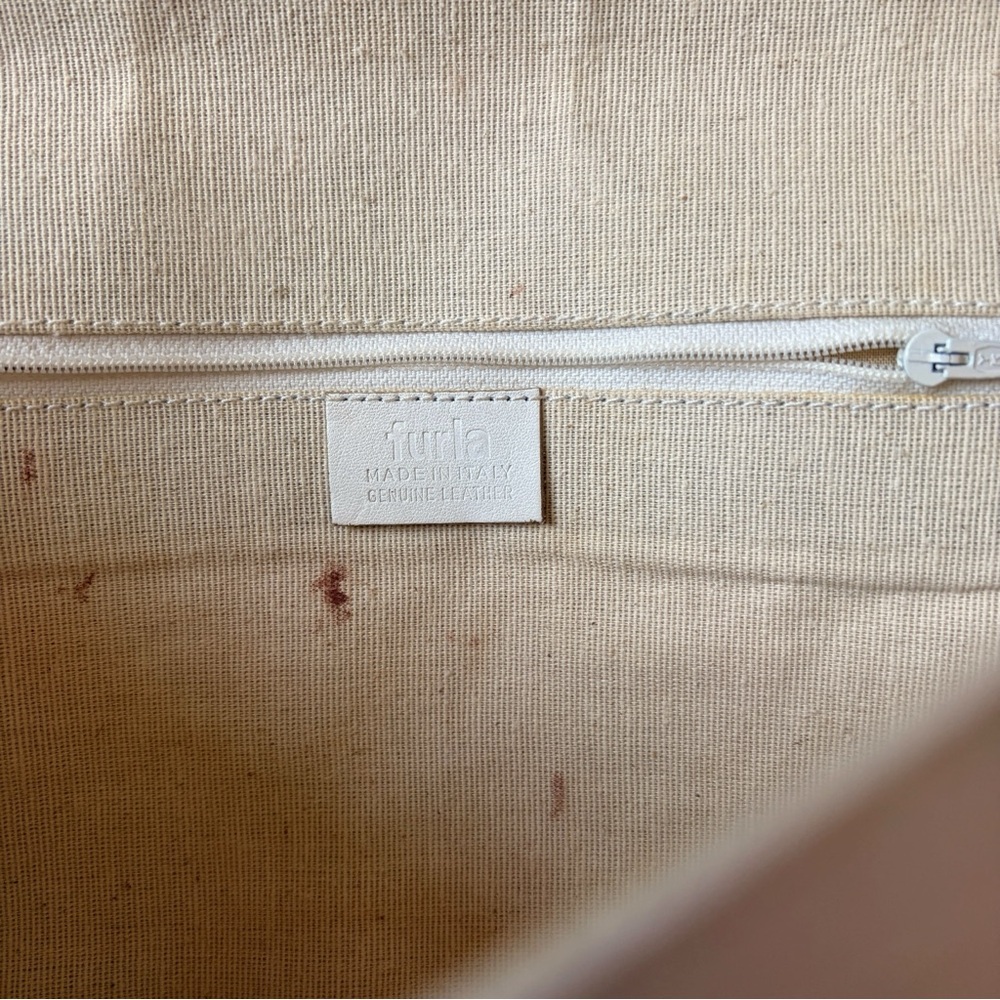 Vintage Furla Bag Envelope Croc Embossed Leather Off White Structured Purse - Picture 11 of 16